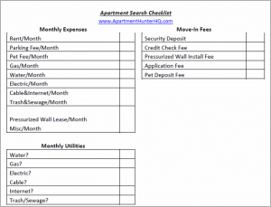 apartment search checklist download